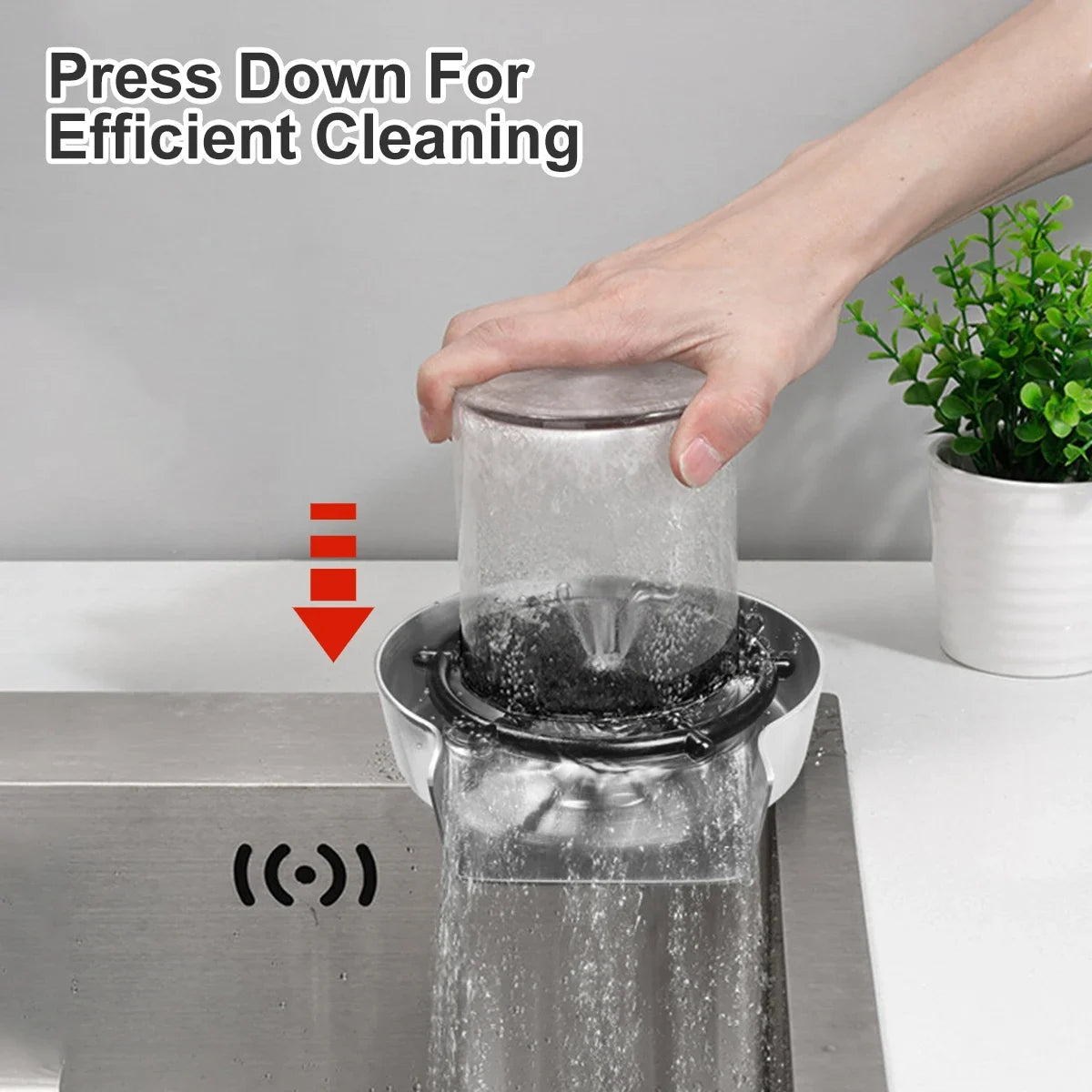 High-Pressure Cup Washer – Stainless Steel & ABS | Automatic Glass Rinser for Kitchen & Bar Sinks